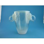 An Art Deco Barolac opalescent glass Vase, of oviod form with elephant mask handles, 10in (25.