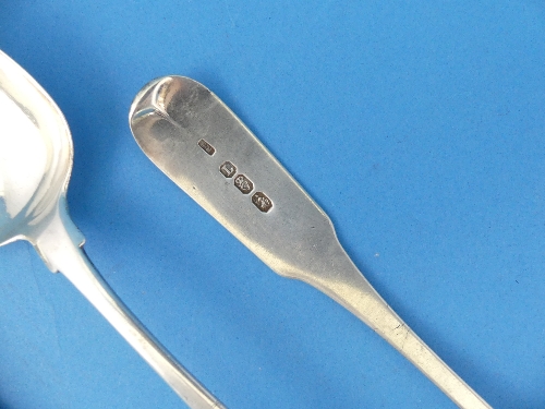 A pair of George III silver Table Spoons, by Richard Sawyer, hallmarked Dublin, 1807, fiddle - Image 2 of 3