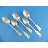 A set of four Victorian Scottish silver Dessert Spoons, hallmarked Glasgow, 1858, fiddle pattern,