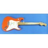 A Squier by Fender Hank Marvin signature Stratocaster electric guitar, Fiesta red, serial no.