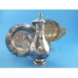 Church Silver; A George V silver two handled Paten, hallmarked Birmingham, 1929, of oval form, the h