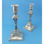 A pair of George III silver Candlesticks, by George Ashworth, hallmarked Sheffield, 1775, of