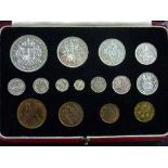 Royal Mint 1937 George VI Specimen Coins, 15-coin set, Crown to Maundy money, in red fitted case.