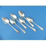 Four George IV silver Dessert Spoons, hallmarked London, 1824, Old English pattern, together with