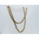 A 9ct yellow gold flat link Chain, marked 375 on the clasp, approx total weight 14g.