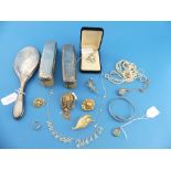 A quantity of Jewellery and Costume Jewellery, including a small 18ct gold three stone ruby ring, an