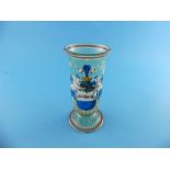 An 18thC continental green glass Vase, cup-shaped on domed foot, enamelled with a family crest and