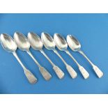 A set of six William IV silver Teaspoons, by Henry Turner, hallmarked Exeter, 1834, fiddle