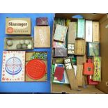 A Large collection of Games, including a box of Slazenger tennis balls dated 1952, Cribbage