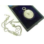A Victorian silver Pocket Watch, hallmarked London, 1879, with engraved case and ornate dial, the
