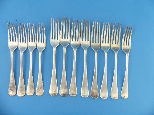 A quantity of assorted silver Flatware, including a George III serving spoon, by John Osborne,