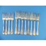 A quantity of assorted silver Flatware, including a George III serving spoon, by John Osborne,