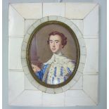 Attributed to Henry Bone (British, 1755-1834), James, Earl Lonsdale, enamel portrait miniature,