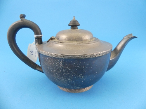 A George VI silver Teapot, by George Howson, hallmarked Sheffield, 1938, of plain circular form with