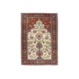 A FINE ANTIQUE TEHERAN PRAYER RUG, NORTH PERSIA approx: 6ft.5in. x 4ft.6in.(196cm. x 137cm.) Unusual