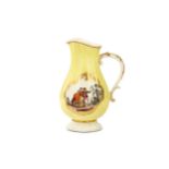 A MEISSEN YELLOW-GROUND EWER