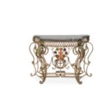 A French wrought iron serpentine console table in the 18th Century style