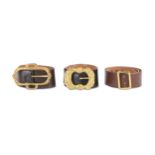 Three Vintage Hermes Belts, 1960s, in mid-brown, d