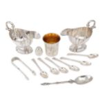 A mixed group of silver and silver plated items