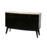 A contemporary bow fronted ebonised sideboard