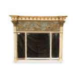A Regency painted and parcel gilt overmantel mirror