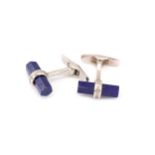 A pair of lapis and diamond cufflinks