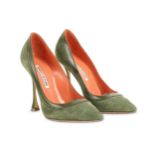 Manolo Blahnik Green High Heeled Court Shoes, gree