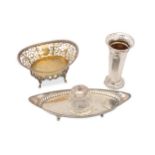 A mixed group of sterling silver, including a silver gilt bonbon dish