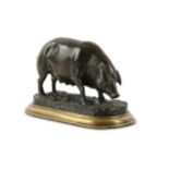 After Jules Moigniers ( French 1835-1894). A bronze model of a wild boar
