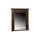 A late 19th century rosewood marquetry inlaid overmantel mirror