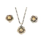 A Georg Jensen pendant and pair of earrings, Heritage Collection