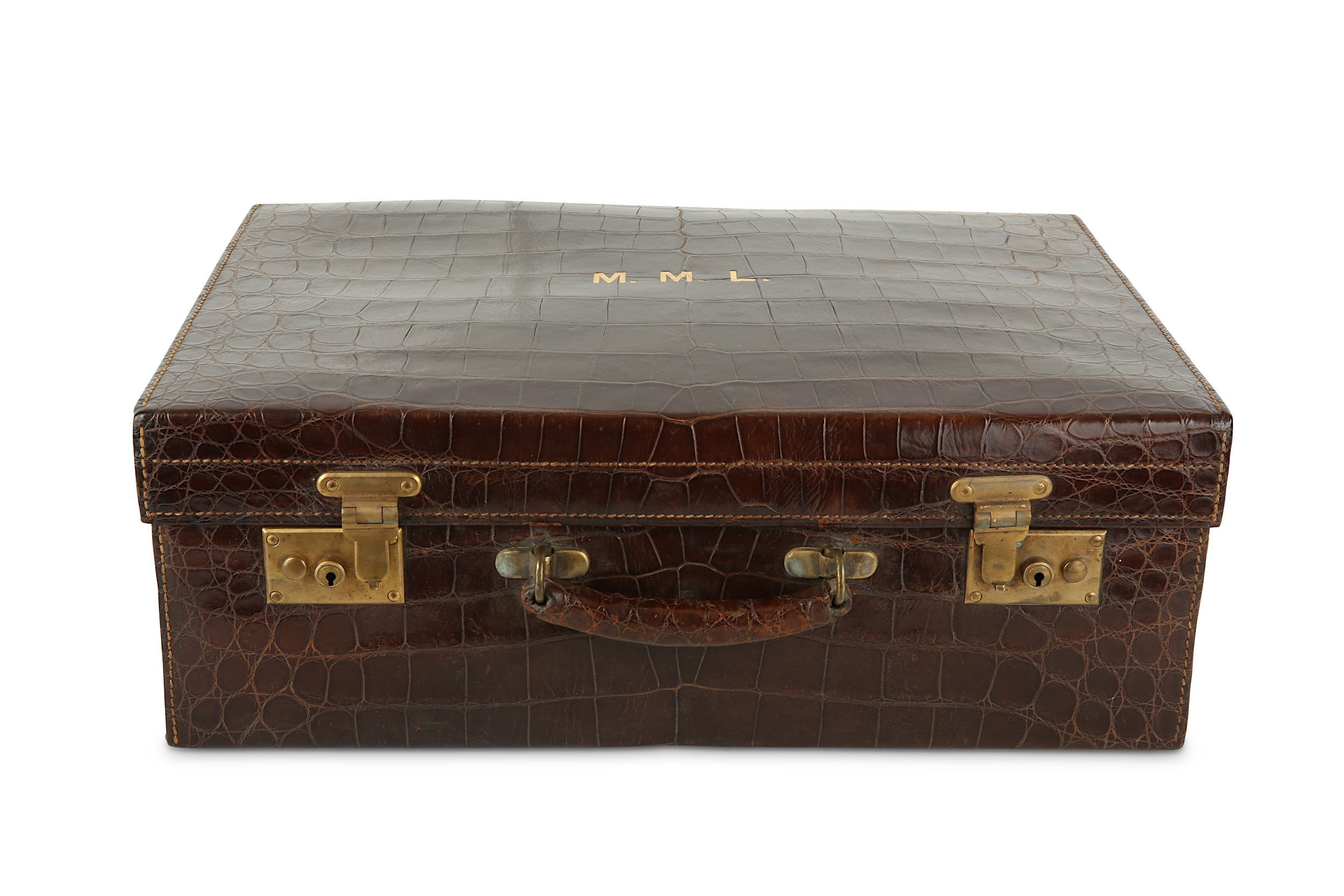 A gentleman's crocodile skin vanity case