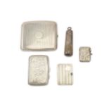 A mixed group of antique sterling silver Objects of Vertu