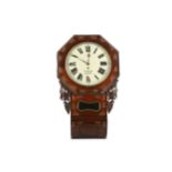 A Victorian rosewood and mother of pearl inlaid wall clock