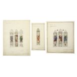 Three late 19th to early 20th Century original designs for stained glass windows