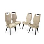 A set of four contemporary high back chairs