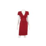 Prada Raspberry Capped Sleeve Dress, V neckline wi