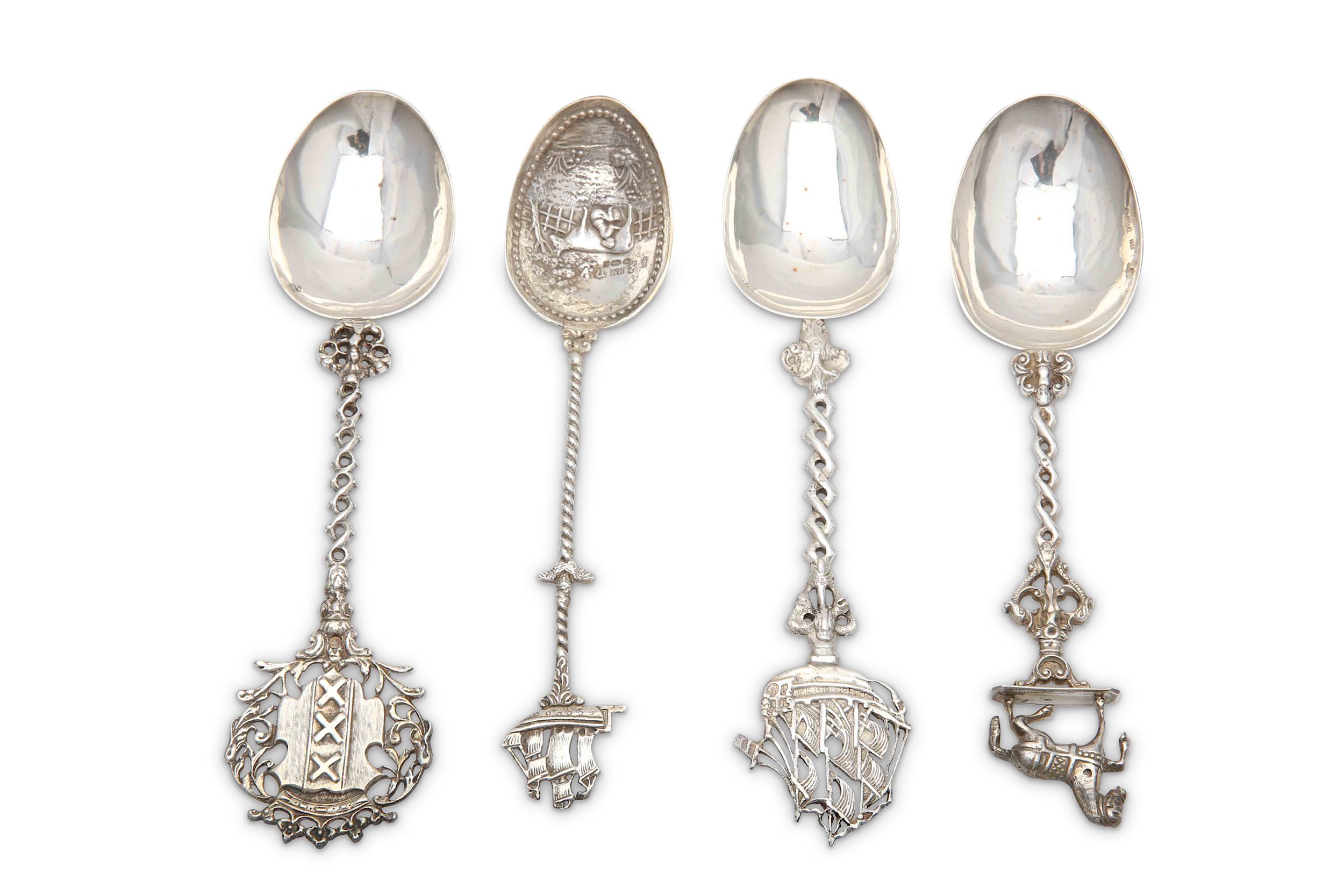 A mixed group of four late 19th/early 20th century Dutch silver spoons