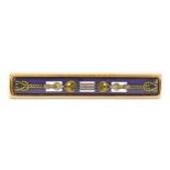 Hermes Enamel Pin Brooch, gilt metal with dark blu