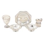 A collection of sterling silver items, including a pair of bonbon dishes