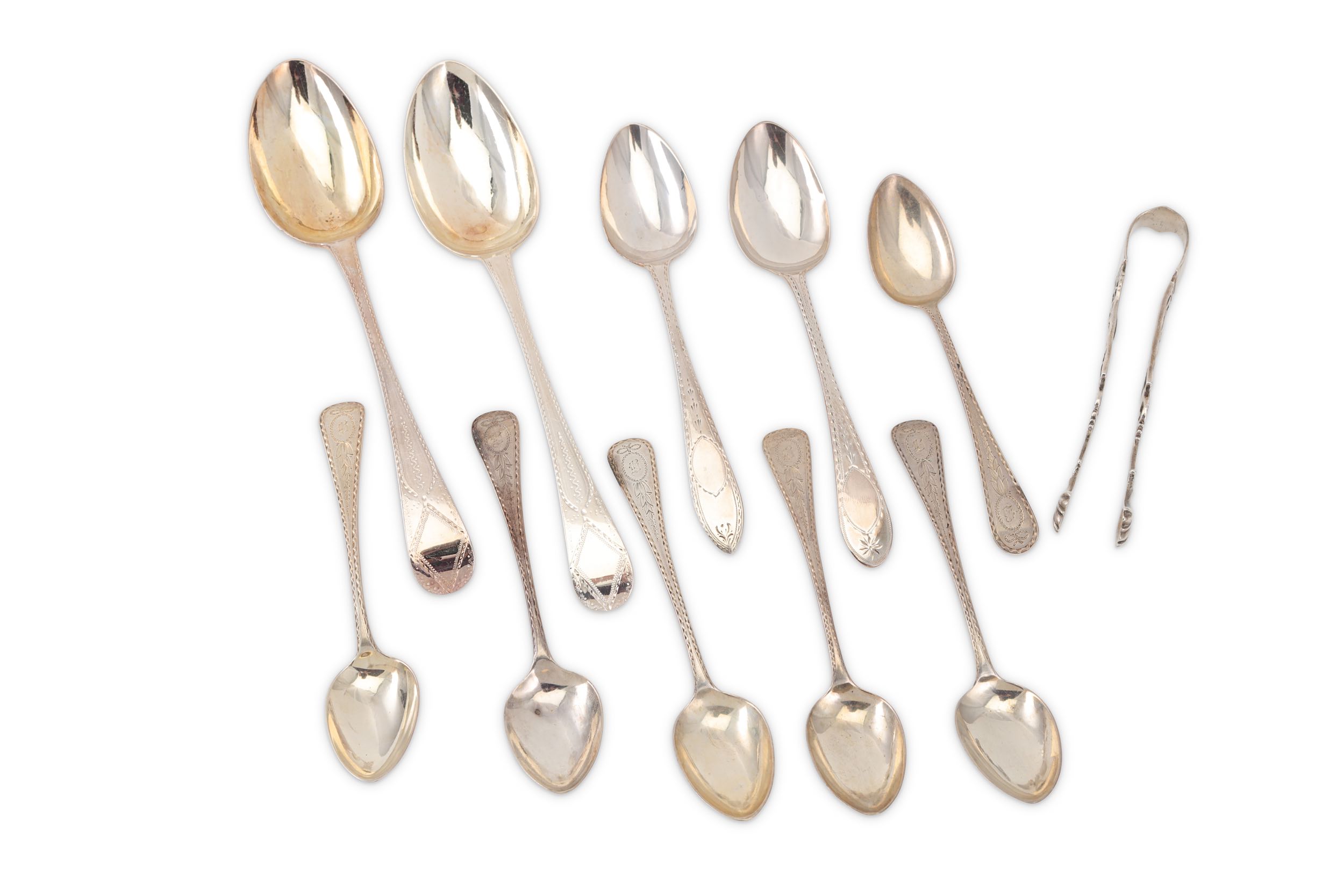 A mixed group of sterling silver spoons