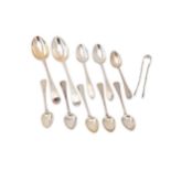 A mixed group of sterling silver spoons