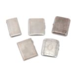 Four sterling silver cigarette cases and another