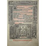 Aristotle Ethicorum , title in red and black with decorated woodcut border, woodcut printer’s