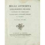 Fumagalli (Angelo) Delle antichità longobardico-milanesi, 4 vol., FIRST EDITION, woodcut title