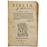 [Bible, Latin].- Biblia...en Tibi Bibliorum vulgata editio, edited by Robert Estienne, woodcut