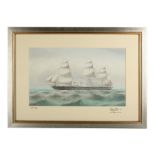 LIMITED EDITION MACKENZIE THOMSON WATERCOLOUR OF HMS WARRIOR SIGNED BY CAPTAIN