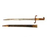 IMPERIAL GERMAN M1871 BAYONET AND LEATHER SCABBARD