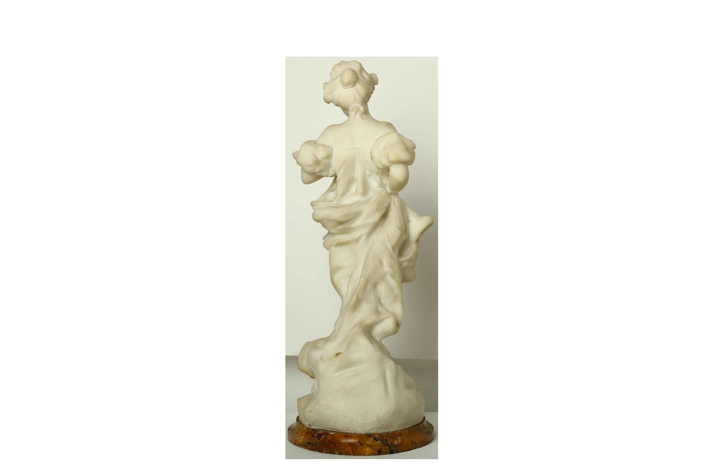 EDOUARD FORTINY (fl.1870-1920), A FRENCH CARVED MARBLE FIGURE OF A LADY. - Image 4 of 4