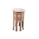 A HARDWOOD BONE AND MOTHER OF PEARL INLAID OCTAGONAL OCCASIONAL TABLE.